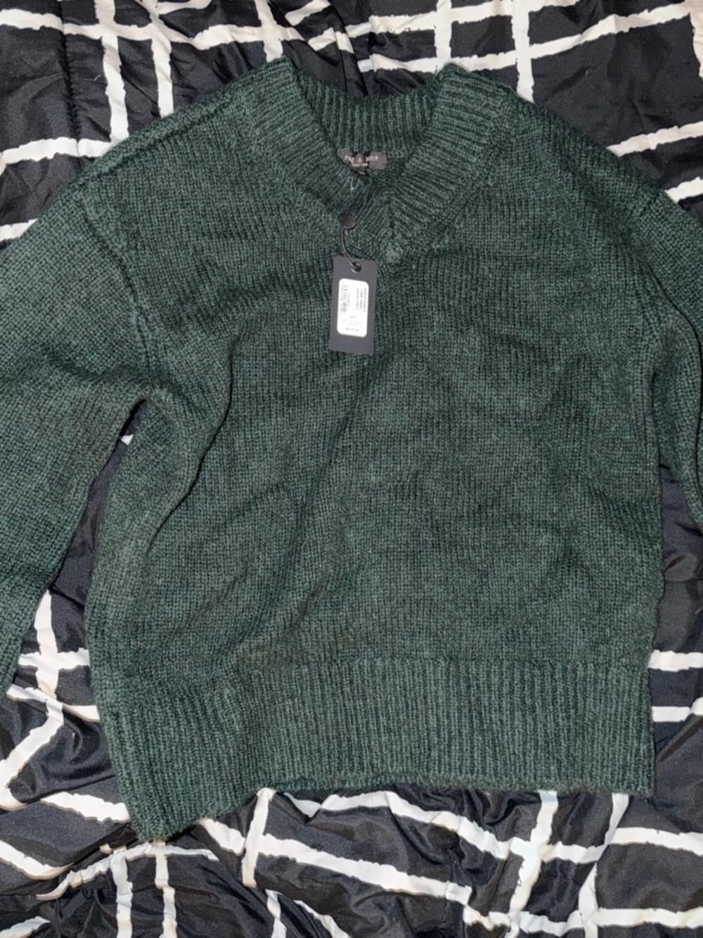 rag & bone Dark Green Crewneck Knit Sweater